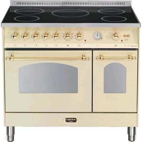 LOFRA DOLCEVITA  Doppelbackofen Induktion RBID 96 MFTE/ 5I - Ivory, Messing Finish, 5 Kochzonen