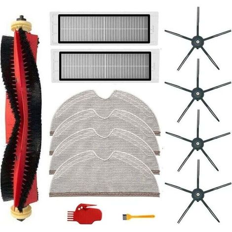 13-teiliges Set für Xiaomi Roborock S6 S60 S65 S5 MAX S6 MAXV S6 Pure Staubsaugerzubehör, 1 x Bürstenrolle, 2 x Filter, 4 x Wischtücher, 4 x Seitenbürsten (1/4)