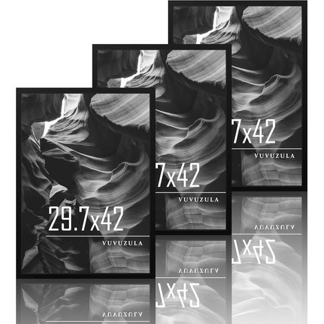 Bilderrahmen A3 Schwarz Holz 3er Set Fotorahmen 30x42cm Collage Holzrahmen MDF (1/5)