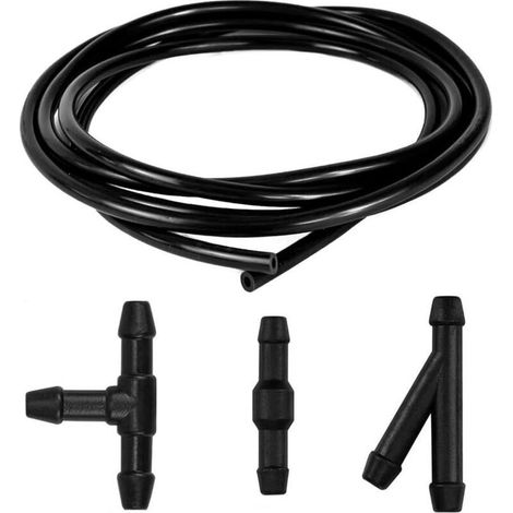 Kit de tuyau d'essuie-glace de 3 m, tuyau de lave-glace, tuyau flexible, buse d'essuie-glace, tuyau de pulvérisation de lave-brouillard, avec kit de 9 joints de bec verseur (1/5)