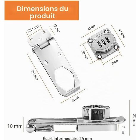 Furniture Combination Lock, Keyless Latch, Cabinet Door Code Lock, 3-Digit Combination Lock for Wardrobe Mailbox, Sheds Drawer Silver (1/4)