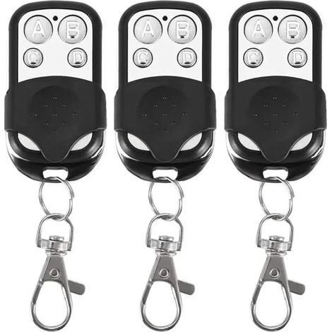 Télécommande Sans Fil 433 MHz, Lot de 3 Télécommandes Universelles pour Portes Automatiques Fréquence 433,92 MHz Code Fixe, 4 Boutons pour Contrôler Jusqu'à 4 Portes (1/5)