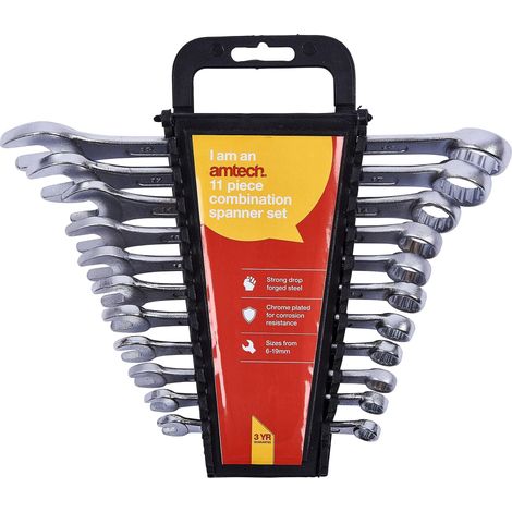11PC SPANNER SET METRIC COMBINATION WRENCH IN RACK 6-19MM DROP FORGED K0425