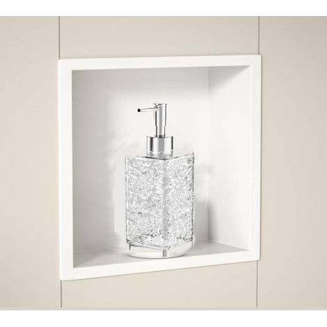 Niche de douche en acier inoxydable avec sous-bouteille premium blanche 320320125mm pas besoin de carrelage étagère de douche encastrée niche pour rangement de salle de bain montage mural (1/4)
