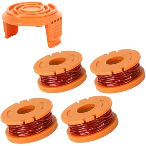 WA0004.1/WA0010 Bobine de Fil de Rechange pour Tondeuse à Gazon Ø 1,65 mm/3 m Compatible avec Worx WG150, WG151.5,WG160,WG163E.2,WG163E.1,WG174,WG180 (4 bobines,1 Capuchons)