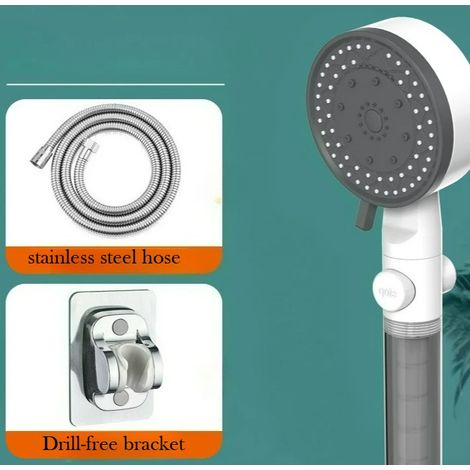 Pommeau de douche filtrant haute pression à 10 jets (blanc), pommeau de douche à main économe en eau (1/5)