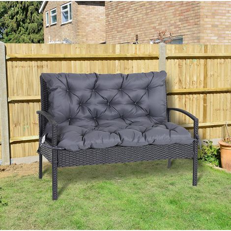 Coussin de banc d'extérieur 100 x 98 x 8 cm en polyester gris foncé, avec attaches jardin FloraGrace (1/5)