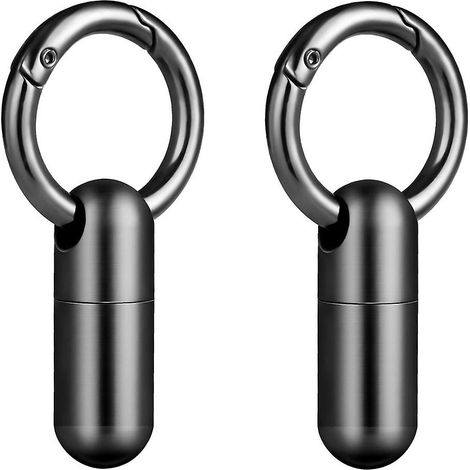 Lot de 2 piluliers étanches en acier inoxydable, flacon à pilules, pilulier cache-pilules, récipient, porte-clés, pilulier (1/5)