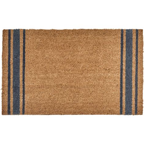Paillasson en Fibre de Coco 50 x 80 cm Antidérapant Dessous en PVC Motif Classique Rayé Naturel Portage
