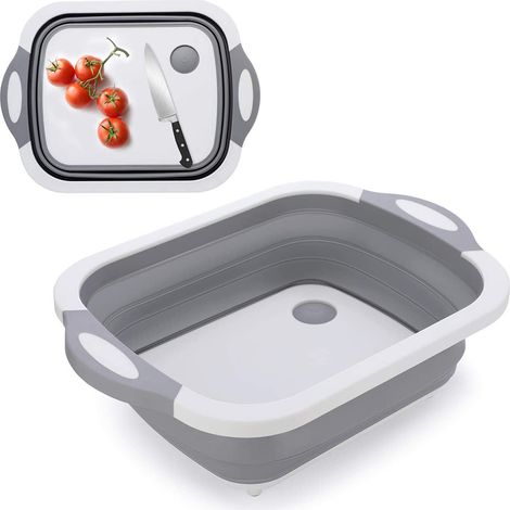 Planche À Découper Pliable - Bac À Évier Repliable - Panier De Rangement Multifonction - Pour Cuisine Camping Caravane Pique-Nique - 1 Pièce (1/5)