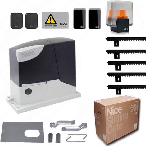 Kit NICE RDKCE RD400 RD400KCE avec moteur d'automatisation de crémaillère 5 MT pour portails coulissants routiers 400 kg 24 V