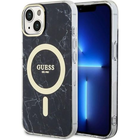 Guess GUHMP14MPCUMAK iPhone 14 Plus/15 Plus 6,7 Zoll schwarze Hartschalen-Hülle Marmor MagSafe (1/5)