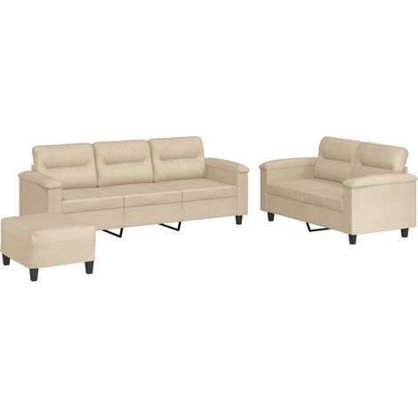 Maison Exclusive - Ensemble de canapés 3 pcs avec coussins crème tissu microfibre