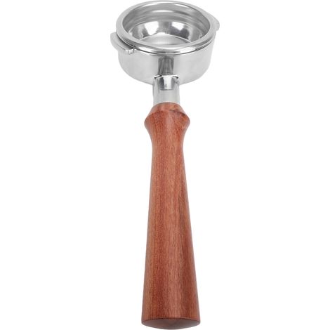 Bodenloser 58-mm-Siebträger für NOWWA Typ F Kaffeemaschine, Edelstahlgriff und abgewinkelte Ohren, brasilianisches Rosenholz (1/5)