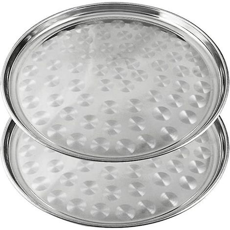(02 Pices - 33cm)2x Plateau De Service Professionnel En Acier Inoxydable, 33 Cm - Plateau En Acier Pour Restaurants Et Bars (1/5)