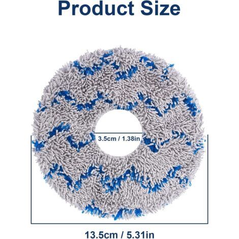 Panni da pulizia in microfibra, 6 pezzi, blu, per aspirapolvere Ecovacs T20 serie, Ø esterno 13,5 cm, Ø interno 3,5 cm (1/4)