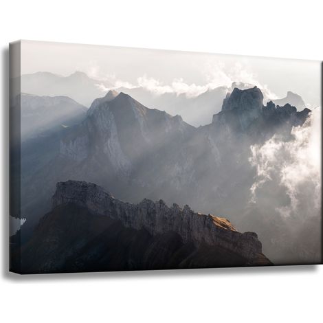 Leinwanddruck Natur Berge in den Wolken 60x40 cm