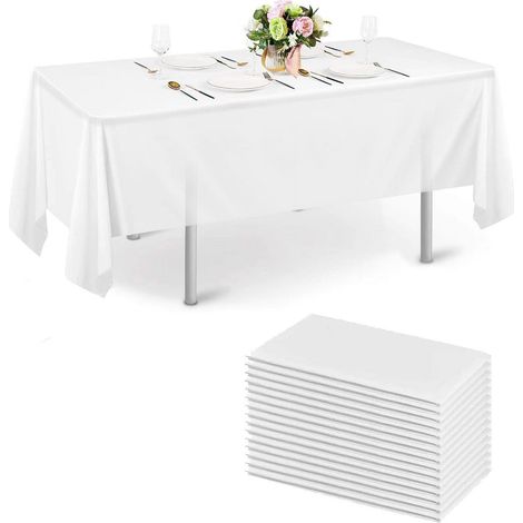 Lot de 10 nappes blanches 150x280cm, imperméables, jetables, pour fête et mariage