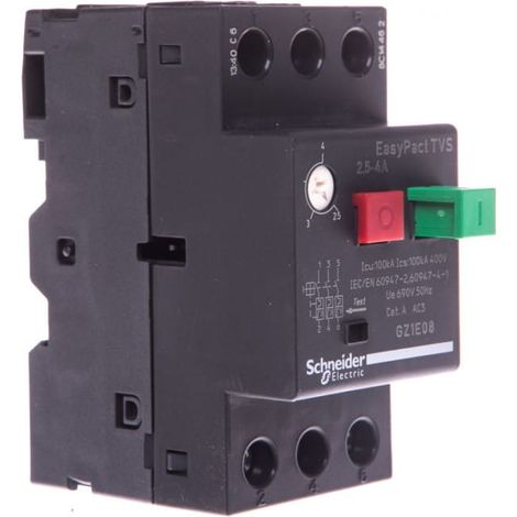 Interruptor automático para motor 3P 1,1kW 2,5-4A EasyTeSys Power, accionamiento por pulsador, terminales de caja GZ1E08