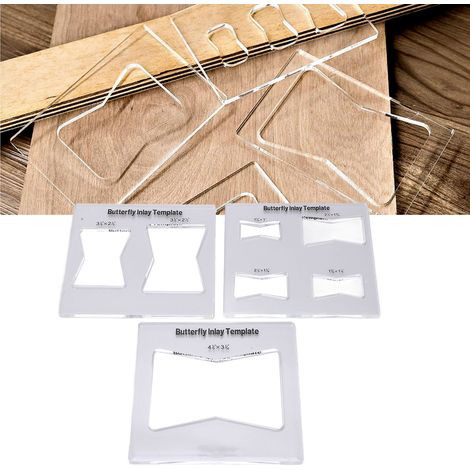 Gabarit en 3 pièces pour incrustation papillon, destiné aux défonceuses et gabarits décoratifs pour menuisiers (1/5)