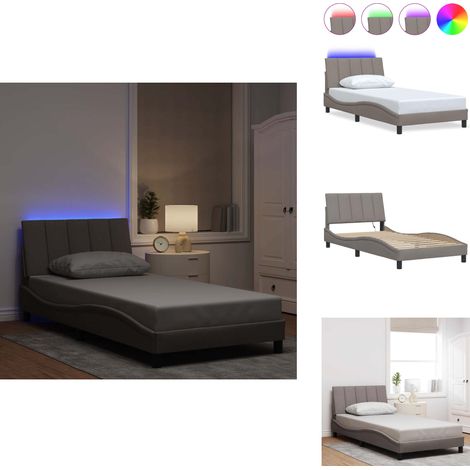 Bettgestell ohne Matratze Taupe 100x200 cm Stoff - Bettgestell - Bettgestelle - Bettrahmen - Bett (1/5)