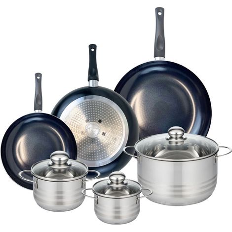Ensemble de 3 Poêles de cuisson 24, 28 et 32 cm et 3 faitouts 14, 16 et 24 cm Elo Prima Brillant (1/5)