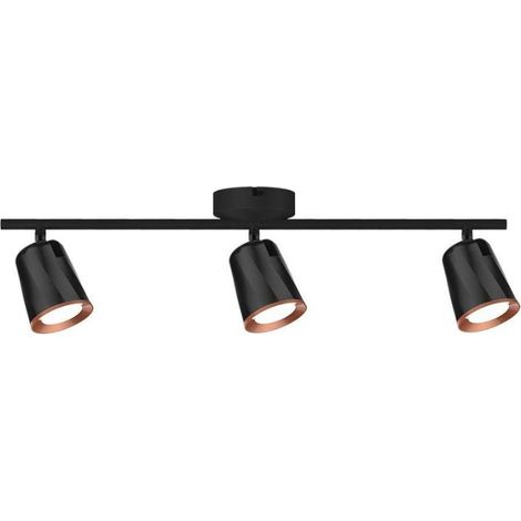 Plafonnier 3 Spot Orientable Alu Noir 15W 60cm - Blanc Chaud 2300K - 3500K - SILAMP