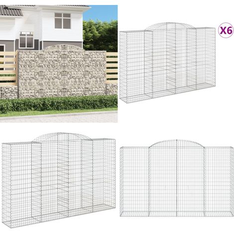 Paniers à gabions arqués 6 pcs 300x50x180/200 cm fer galvanisé - Panier Gabion - Mur Gabion - Clôture Gabion - Décoration Jardin - Barrieres Jardin - Home & Living (1/5)