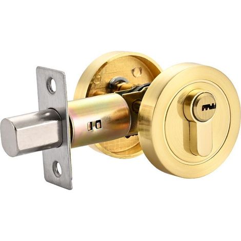 Verrou de porte rond à pêne dormant en acier inoxydable, loquet réglable de 6,3 cm à 6,3 cm pour une épaisseur de porte de 3,5 cm à 6cm, doré (1/5)