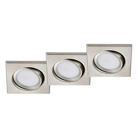 TRIO - KIT 3 FARETTI LED RILA AD INCASSOQUADRATI IN NICKEL OPACO 3x SMD LED, 5W · 3x 450lm, 3000K (1/3)