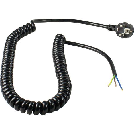 Anschluss Spiralkabel 230V 16A schwarz 4m H05VV-F 3G1,5 IP20