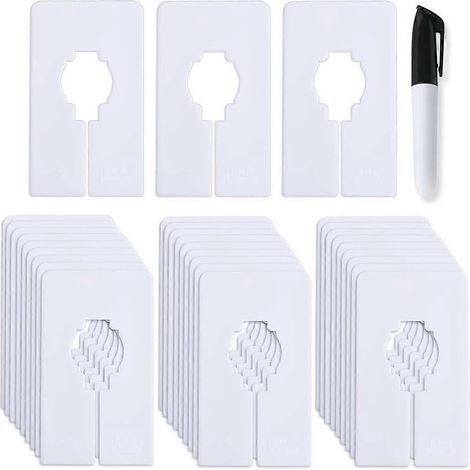 30 séparateurs de placard pour suspendre les vêtements - séparateurs rectangulaires, 1,5 fois plus larges, blancs (1/5)
