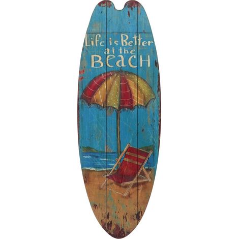 Holzschild in Surfbrettform mit Blauer Farbe Kreative Wanddekoration für Zuhause oder Regal Sommerliche Maritime Surfbrett Hängedekoration (1/5)
