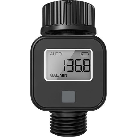 Débitmètre d'eau de jardin à filetage numérique de 1,9 cm avec écran LCD mode moyen pour irrigation de tuyau, suivi de l'utilisation de l'eau de camping-car (1/5)