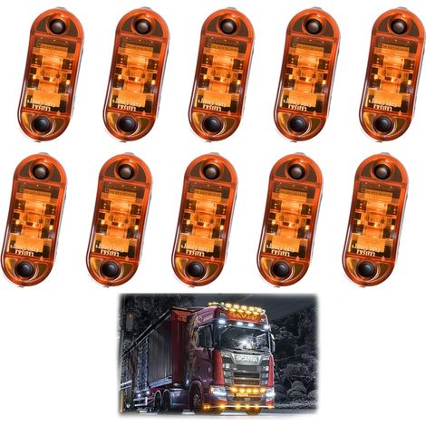10 pièces Feu de Gabarit Remorque,2 LED Étanches Feux de Position Latéraux 12/24V pour Camion Remorque Caravane Feux de Contour LED Jaune (1/5)