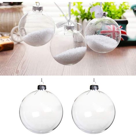 5 pcs-60mm Ronde Boule De Verre Transparent Boules De Sapin De Nol Verre Clair Remplissable Ornements Boule pour Fête De Nol Anniversaire Décorations De Mariage Ornements De Bricolage