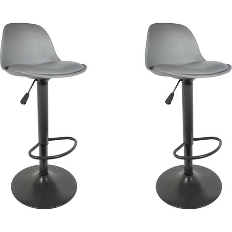 Lot de 2 Tabourets de Bar - HOME DECO FACTORY - Isak - Réglables - Design - Gris (1/5)
