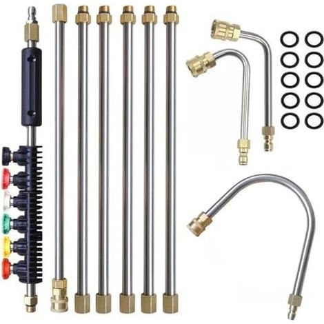 10 PCS Rallonge de Nettoyeur Haute Pressionr 3M, 4000PSI Lance Nettoyage Remplacement Télescopiques, Outils pour Le Lavage des fenêtres Toit, 1/4 Inch Quick Connect Pièces - (1/5)