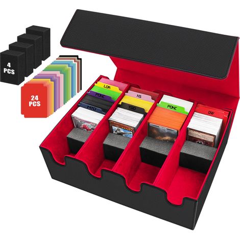 Boîte de rangement pour cartes à collectionner, plus de 2 800 cartes en cuir synthétique, fermeture magnétique, 10 séparateurs colorés et 4 intercalaires en mousse, pour cartes MTG, Tcg, cartes (1/5)