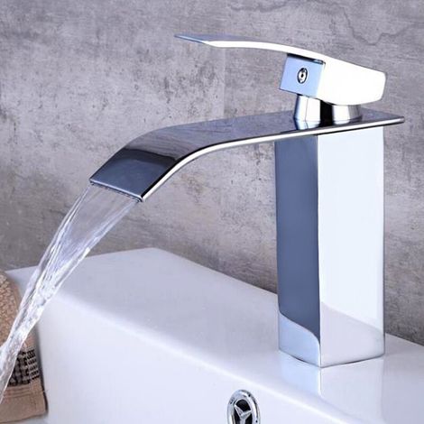 Bathroom sink faucet high cascade spout for basin, waterfall short model uncased (1/5)