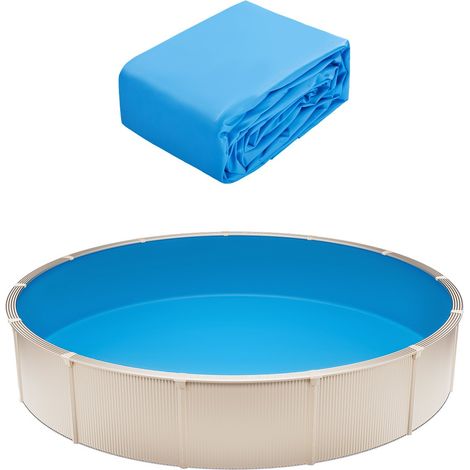 Revêtement de Piscine Ronde, 350x120 cm, Doublure Style Unibead en Vinyle Calibre Standard, Résiste à l'Usure, Rétention d'Eau, pour Piscines Hors Sol à Parois de Hauteur 120 cm, Couleur Unie (1/5)