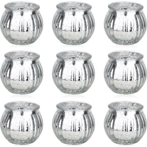 Bocaux à Bougies 9 Pièces Bougeoir Sapin de Noël Assiettes Porte Bougies Supports pour Bougies Votives Contenant pour Bougie Chauffe Plat pour Vos Décorations de Mariage ou Aménagements Intérieurs (1/5)