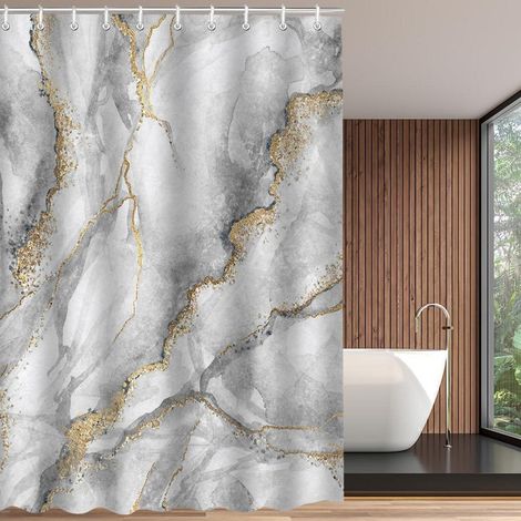Duschvorhang 180x180cm Marmor Antischimmel Polyester 12 Ösen Badevorhang (1/2)