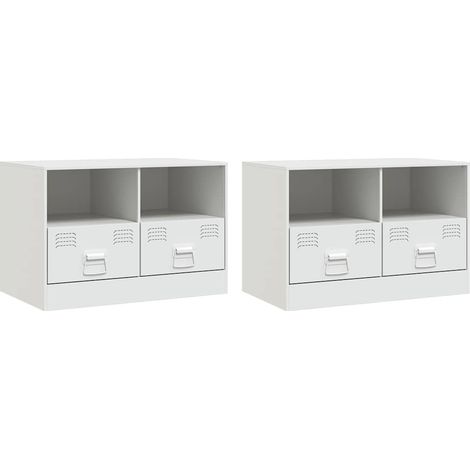 Maison Exclusive - TV-Schränke 2 Stk. Weiß 67x39x44 cm Stahl