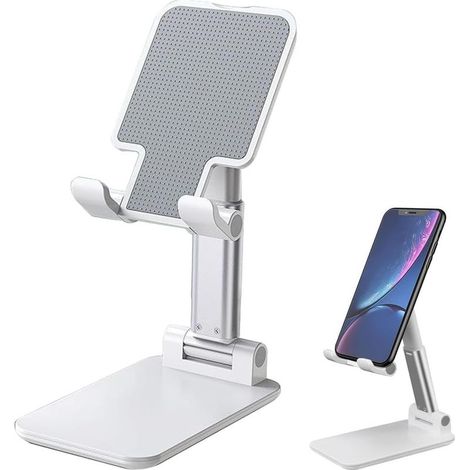 1Pcs Porte Smartphone Phone Stand Support Smartphone Bureau Support Téléphone Portable Support Téléphone Support Téléphone Portable Pliable Compatible Plupart Téléphones Portables(Blanc) (1/5)
