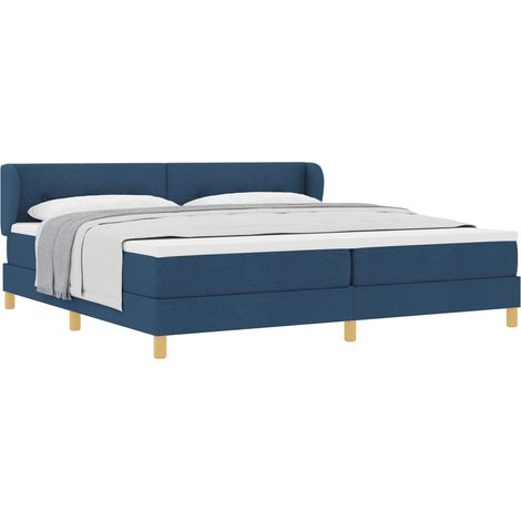 Maison Exclusive - Lit à ressorts avec tête de lit Bleu 200 x 200 cm tissu (1/5)