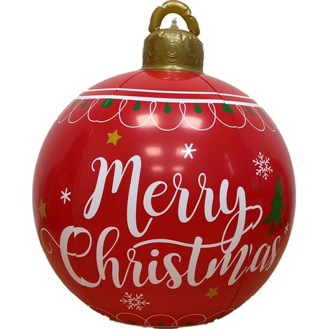 Boule de Noël gonflable décorative, boule de Noël lumineuse LED avec télécommande, arrangement festif de ballons pour jardin (1/5)