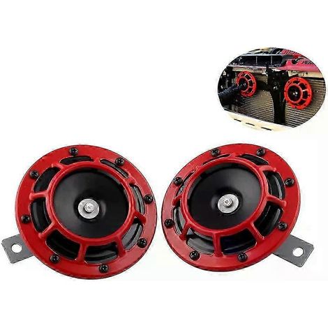 2 Stück Fahrzeug-HD-Rot Hella Super Loud Compact Elektrische Blast Tone Luftscheibenhupe 12V 115DB Ersatz passend für Motorrad-Autolautsprecher-JXLGV (1/5)