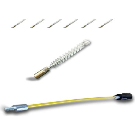 Ecouvillon NYLON Condenseur Lot de 6 avec 1 tringle flexible 48 cm Ø 10 mm Raccord laiton taraudé M6 femelle Torsade en acier galvanisé Brosse nettoyage Kibros 4TCN10Tx6 (1/5)