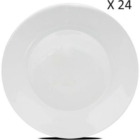 Service de 24 assiettes à dessert - JUANIO - 20 cm - Verre opale - Blanc - Micro-ondes & lave-vaisselle (1/4)